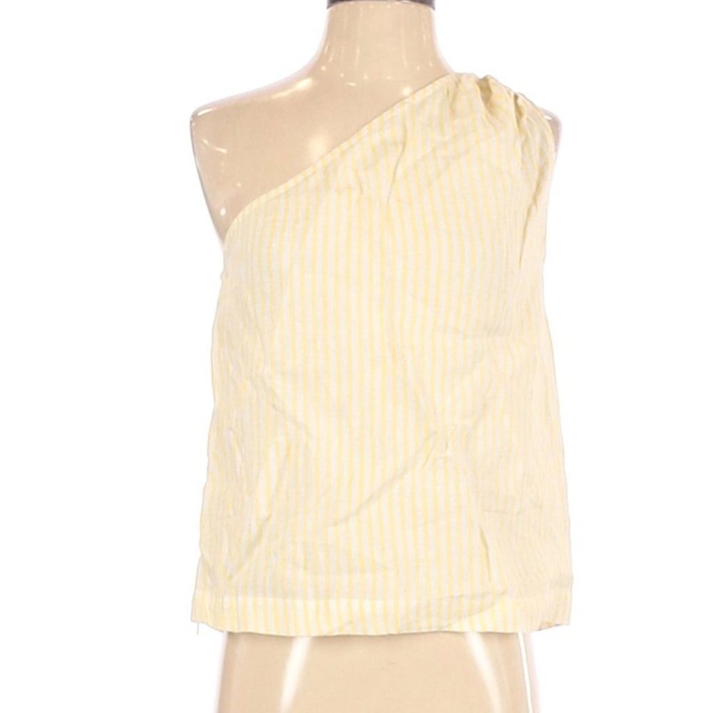 Frame striped one-shoulder linen tank